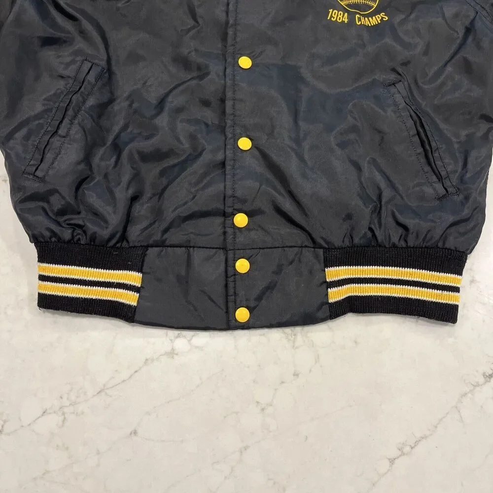 West Wind Large Vintage Nylon Stripe‎ Collar Snap Bomber Jacket 80s Champs USA